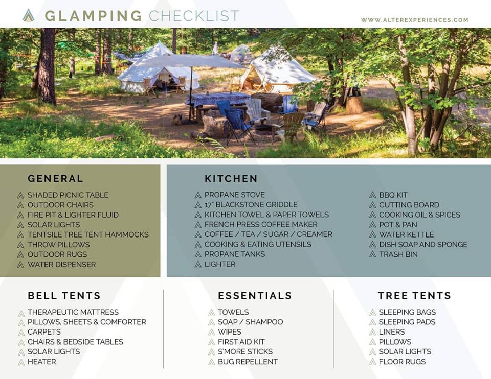 Glamping checklist