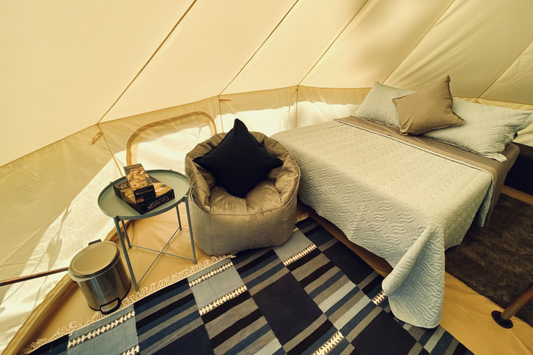 Cozy Bell Tent Interior Glamping